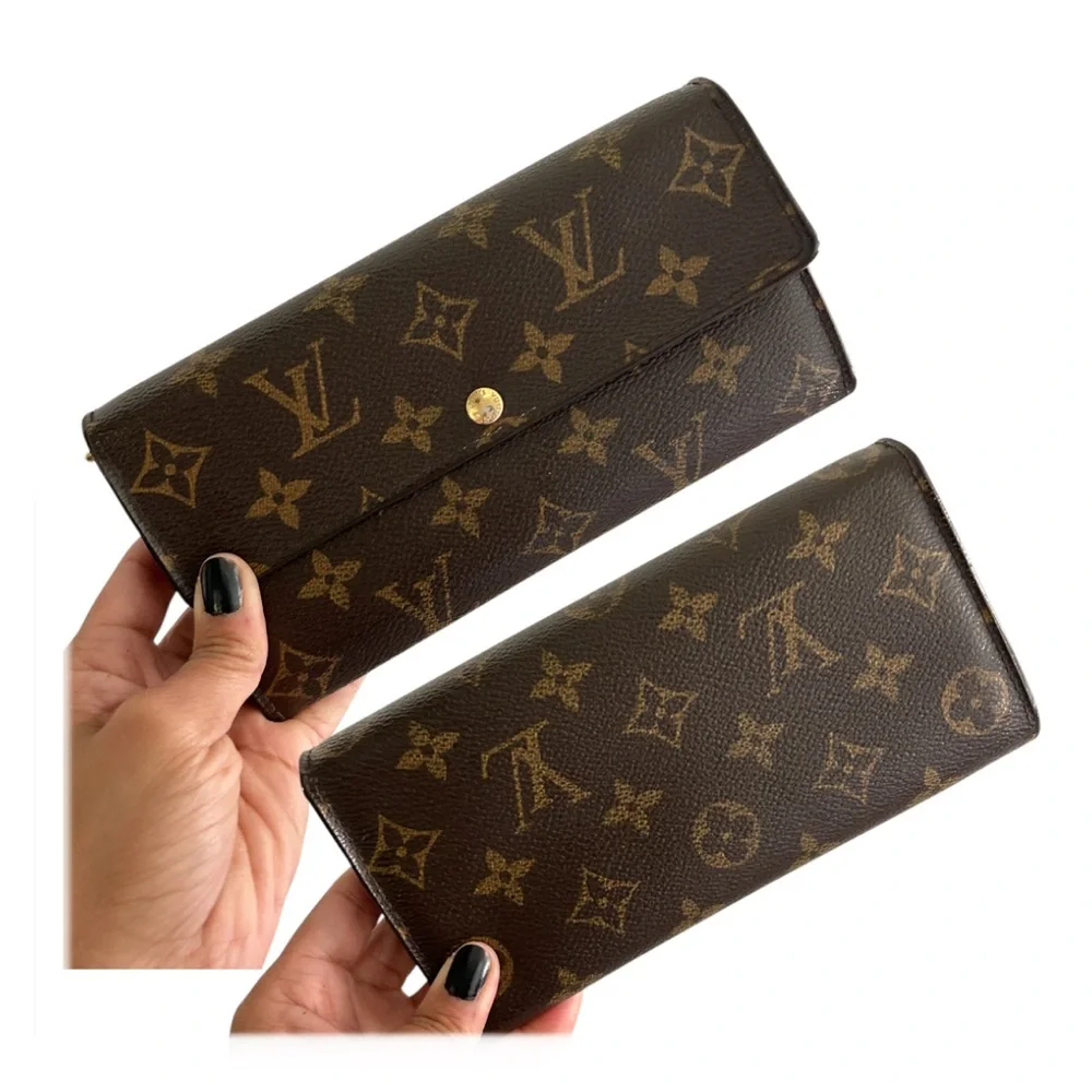 LOUIS VUITTON Coated Canvas Monogram Sarah Women’s Long Wallet Brown Authentic